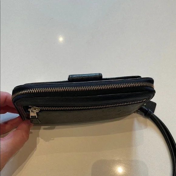 Coach Leather Wristlet Long Wallet, Front Phone Pouch, Zip Around, Black - Picture 6 of 14